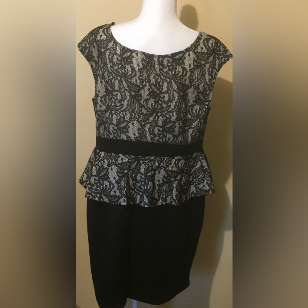Elegant Black Lace Peplum Dress